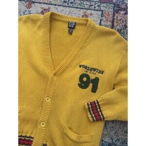 Vtg 90s Gap Kids Ski Team College Sweater Preppy Embroidery Unisex V Neck Sz M